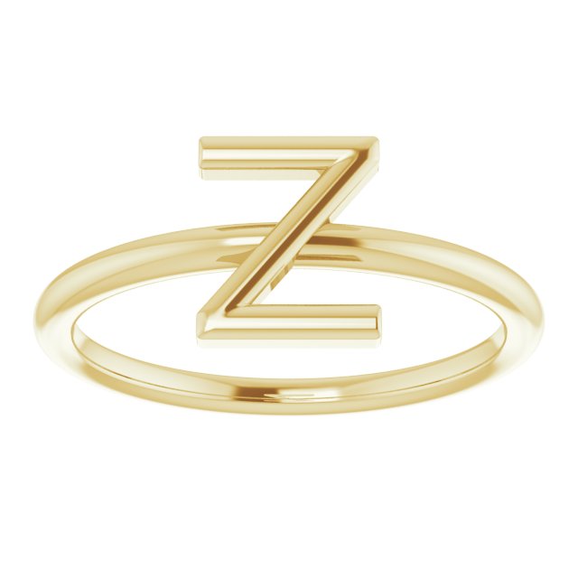 14K Yellow Initial Z Ring
