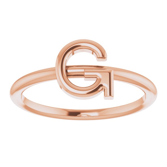 14K Rose Initial G Ring