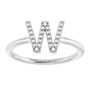 Platinum .06 CTW Natural Diamond Initial W Ring