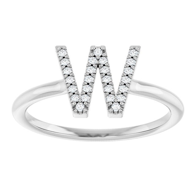 Platinum .06 CTW Natural Diamond Initial W Ring