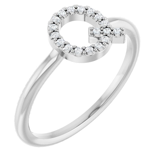 Platinum .08 CTW Natural Diamond Initial Q Ring