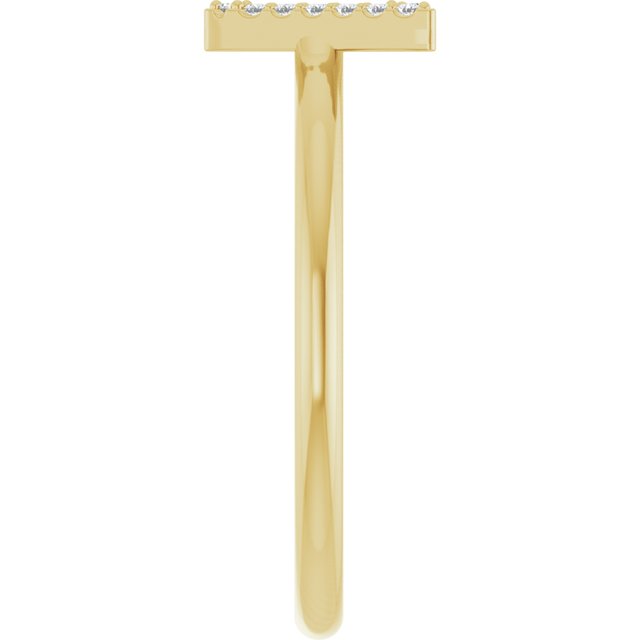14K Yellow .06 CTW Natural Diamond Initial W Ring