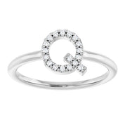 Platinum .08 CTW Natural Diamond Initial Q Ring