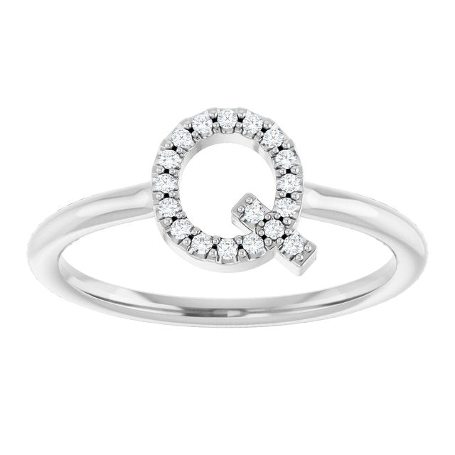 Platinum .08 CTW Natural Diamond Initial Q Ring