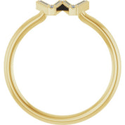 14K Yellow .06 CTW Natural Diamond Initial W Ring