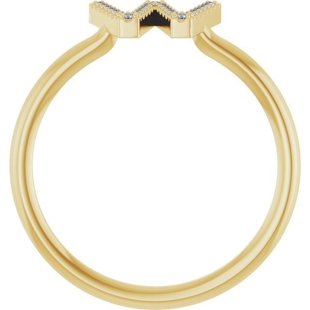 14K Yellow .06 CTW Natural Diamond Initial W Ring