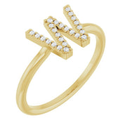14K Yellow .06 CTW Natural Diamond Initial W Ring