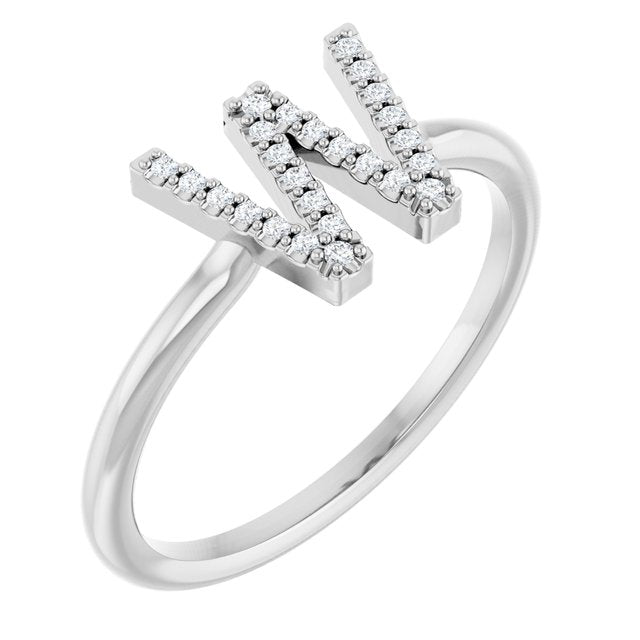 Platinum .06 CTW Natural Diamond Initial W Ring