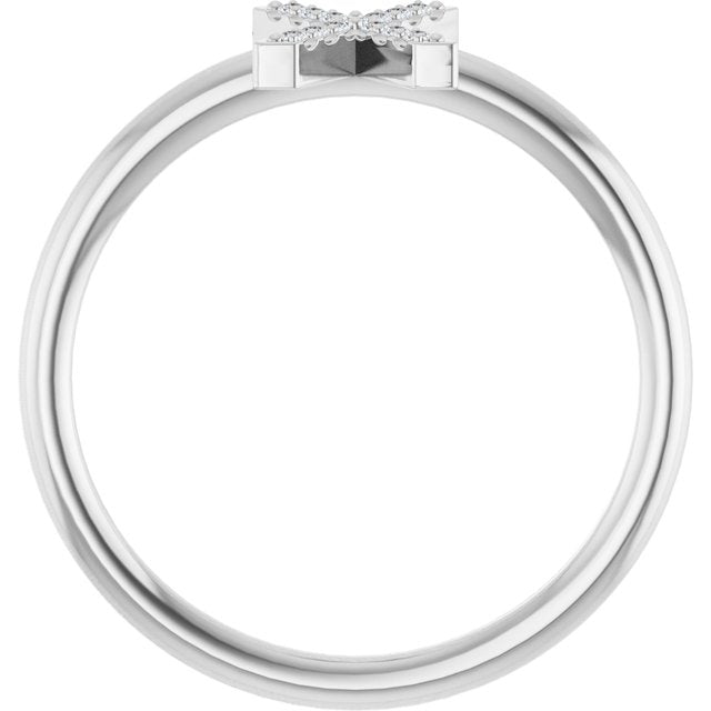Platinum .05 CTW Natural Diamond Initial X Ring