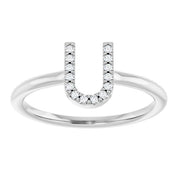 Platinum .05 CTW Natural Diamond Initial U Ring