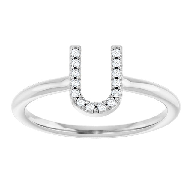 Platinum .05 CTW Natural Diamond Initial U Ring