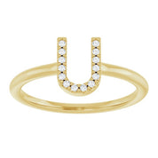 14K Yellow .05 CTW Natural Diamond Initial U Ring