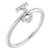 Platinum .05 CTW Natural Diamond Initial J Ring