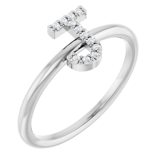 Platinum .05 CTW Natural Diamond Initial J Ring