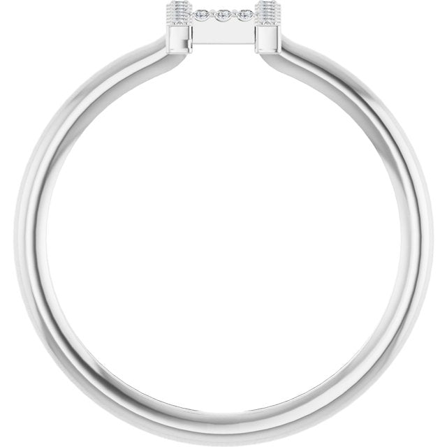 Platinum .05 CTW Natural Diamond Initial H Ring