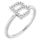 Platinum .08 CTW Natural Diamond Initial B Ring