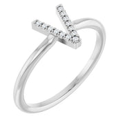 Platinum .03 CTW Natural Diamond Initial V Ring