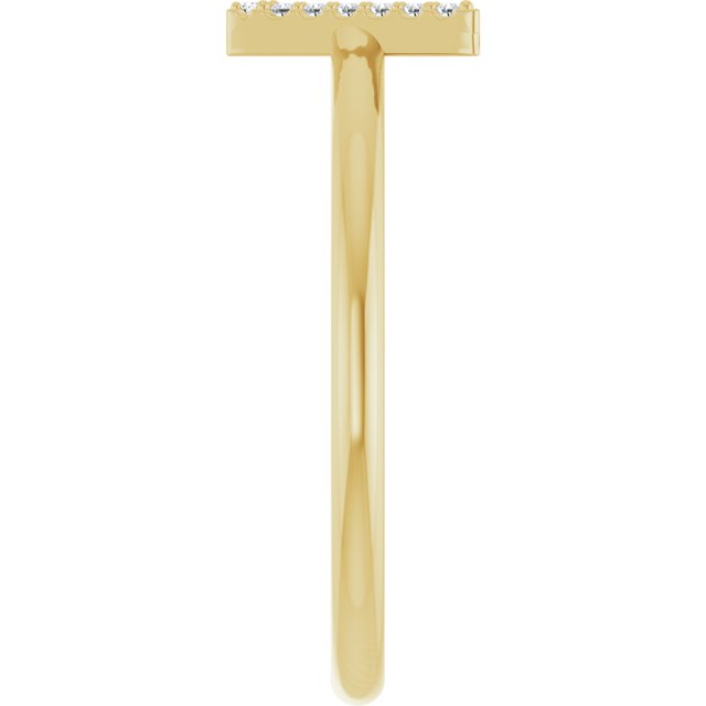 14K Yellow .03 CTW Natural Diamond Initial V Ring