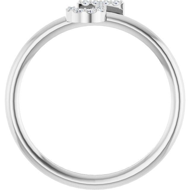 Platinum .05 CTW Natural Diamond Initial J Ring
