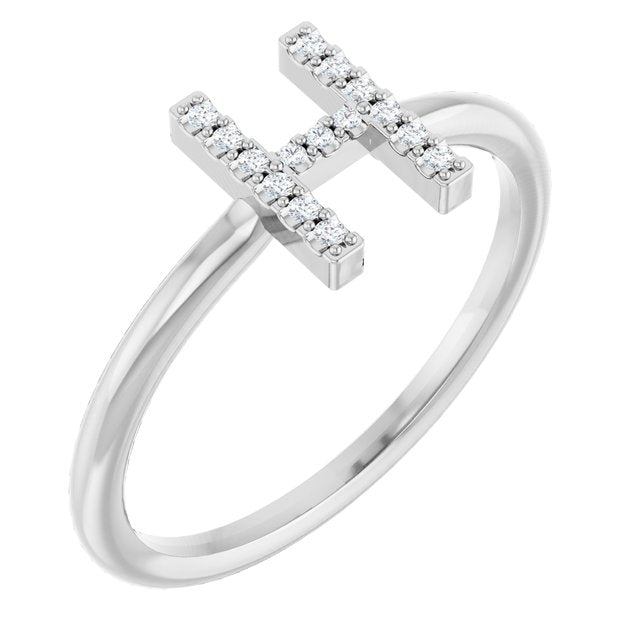Platinum .05 CTW Natural Diamond Initial H Ring