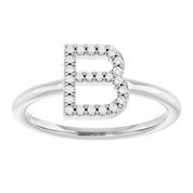Platinum .08 CTW Natural Diamond Initial B Ring