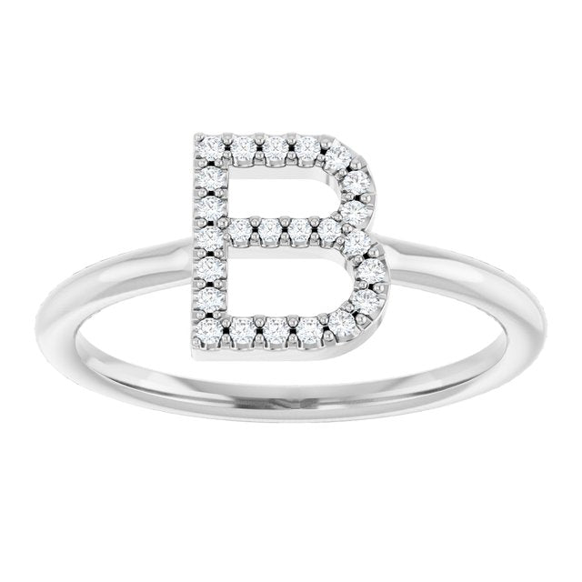 Platinum .08 CTW Natural Diamond Initial B Ring