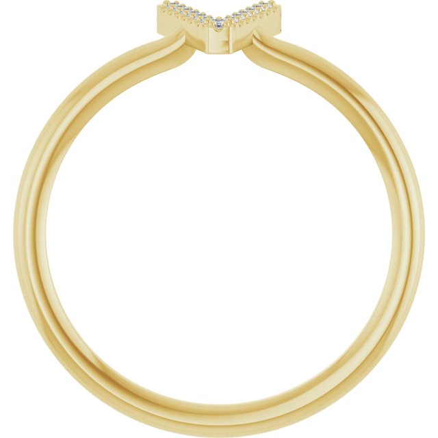 14K Yellow .03 CTW Natural Diamond Initial V Ring