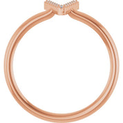 14K Rose .03 CTW Natural Diamond Initial V Ring