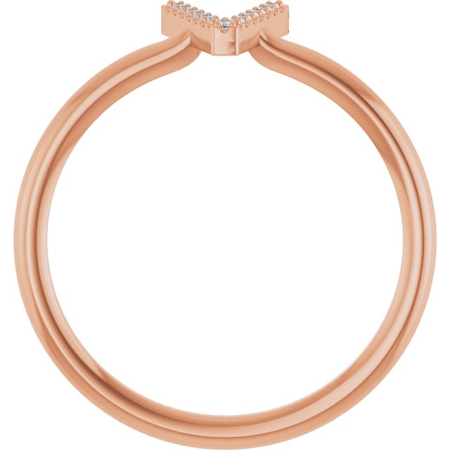 14K Rose .03 CTW Natural Diamond Initial V Ring