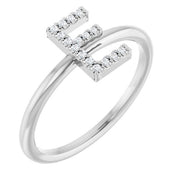 Platinum .06 CTW Natural Diamond Initial E Ring