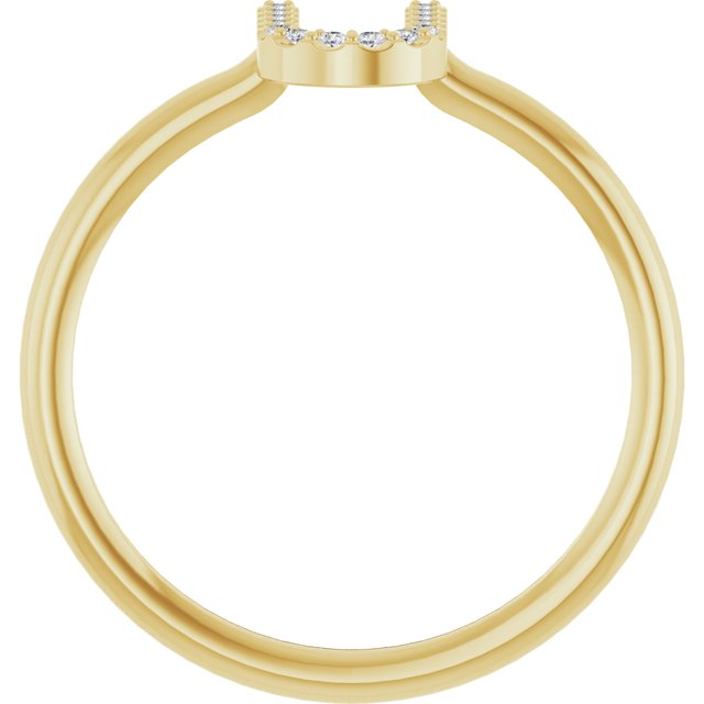 14K Yellow .05 CTW Natural Diamond Initial U Ring
