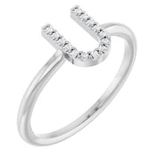 Platinum .05 CTW Natural Diamond Initial U Ring