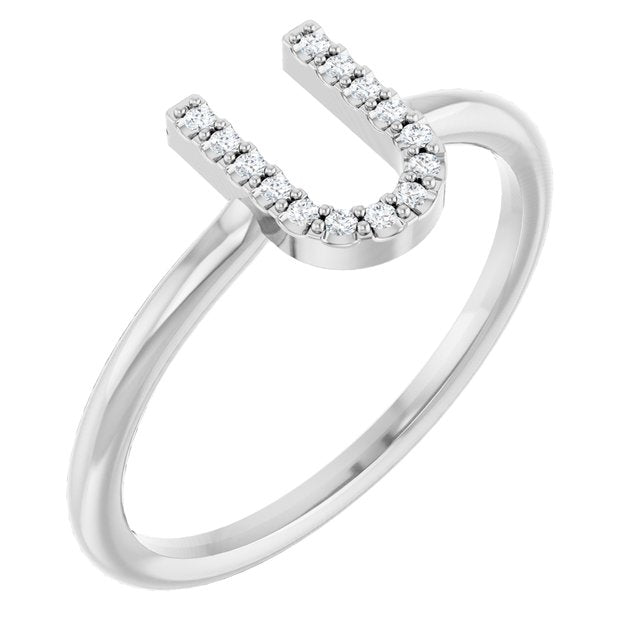 Platinum .05 CTW Natural Diamond Initial U Ring