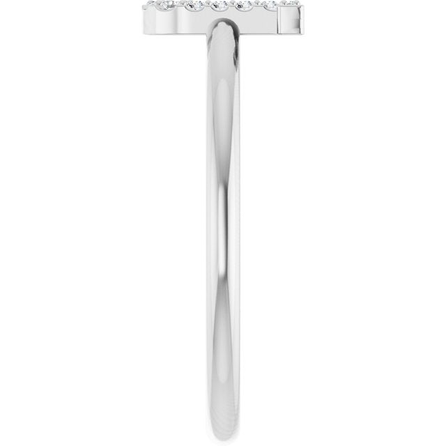 Platinum .05 CTW Natural Diamond Initial J Ring