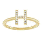 14K Yellow .05 CTW Natural Diamond Initial H Ring