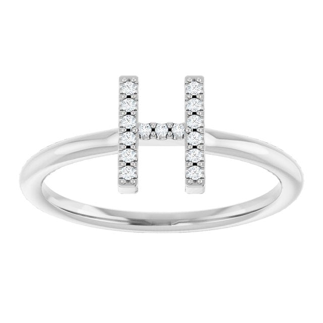Platinum .05 CTW Natural Diamond Initial H Ring