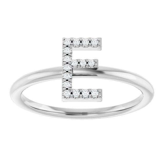 Platinum .06 CTW Natural Diamond Initial E Ring