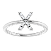 Platinum .05 CTW Natural Diamond Initial X Ring