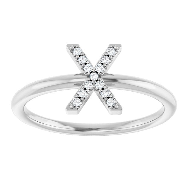 Platinum .05 CTW Natural Diamond Initial X Ring