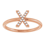 14K Rose .05 CTW Natural Diamond Initial X Ring