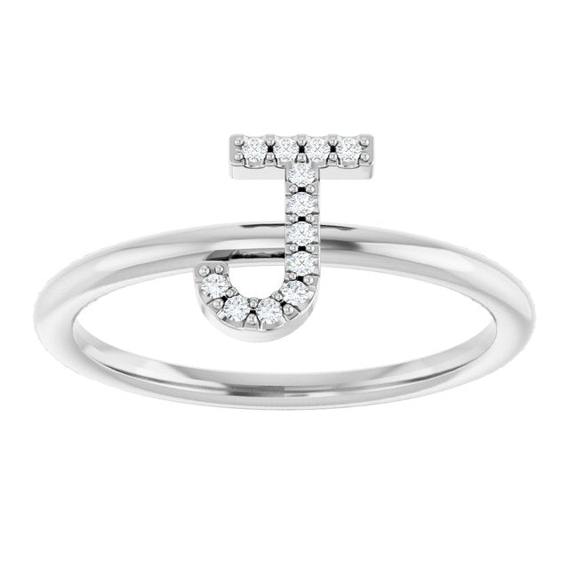 Platinum .05 CTW Natural Diamond Initial J Ring