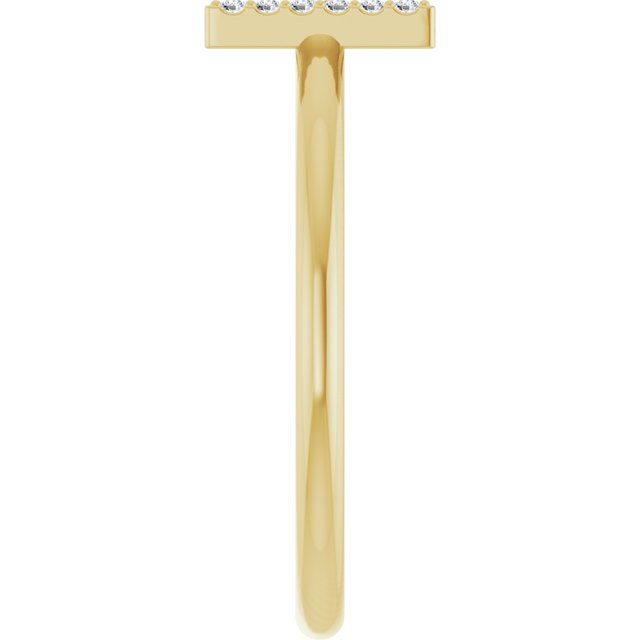 14K Yellow .05 CTW Natural Diamond Initial H Ring