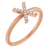 14K Rose .05 CTW Natural Diamond Initial X Ring