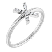 Platinum .05 CTW Natural Diamond Initial X Ring