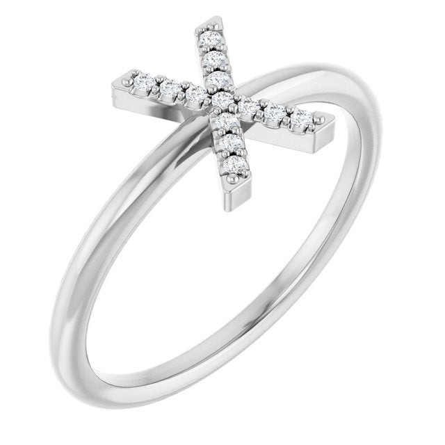 Platinum .05 CTW Natural Diamond Initial X Ring