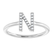 Platinum .06 CTW Natural Diamond Initial N Ring