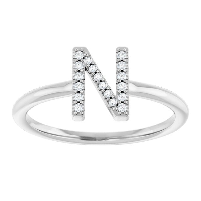 Platinum .06 CTW Natural Diamond Initial N Ring