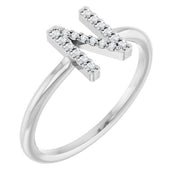 Platinum .06 CTW Natural Diamond Initial N Ring