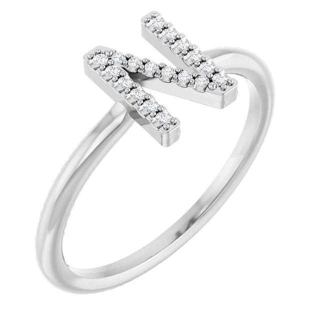 Platinum .06 CTW Natural Diamond Initial N Ring