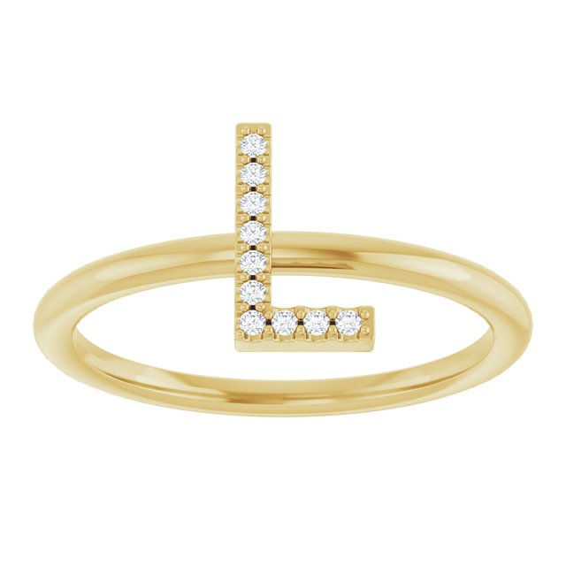 14K Yellow .04 CTW Natural Diamond Initial L Ring